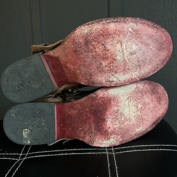 Freebird Belfast Leather Calf Hair Leopard Brown Strappy Buckle Boots Size 8 - Picture 9 of 10